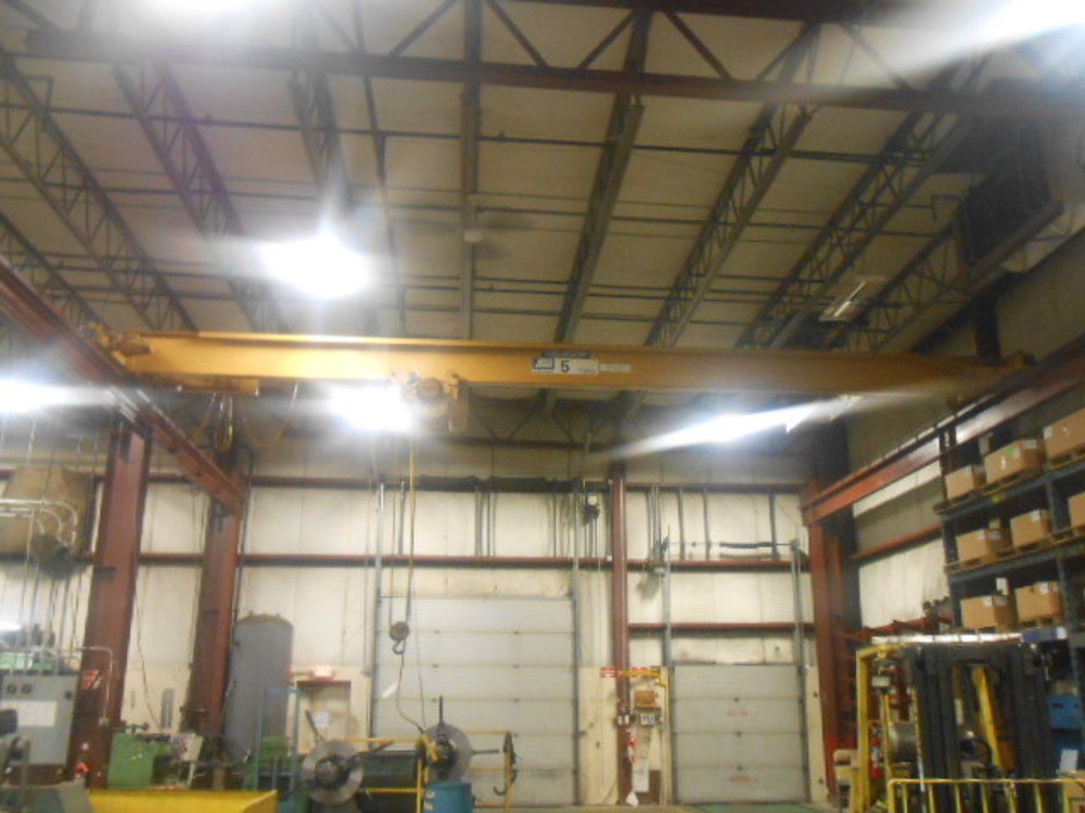 ACCO 5 Ton Bridge Crane w/ Wright 5/Ton Cable Hoist, Trolley & Steel Frame