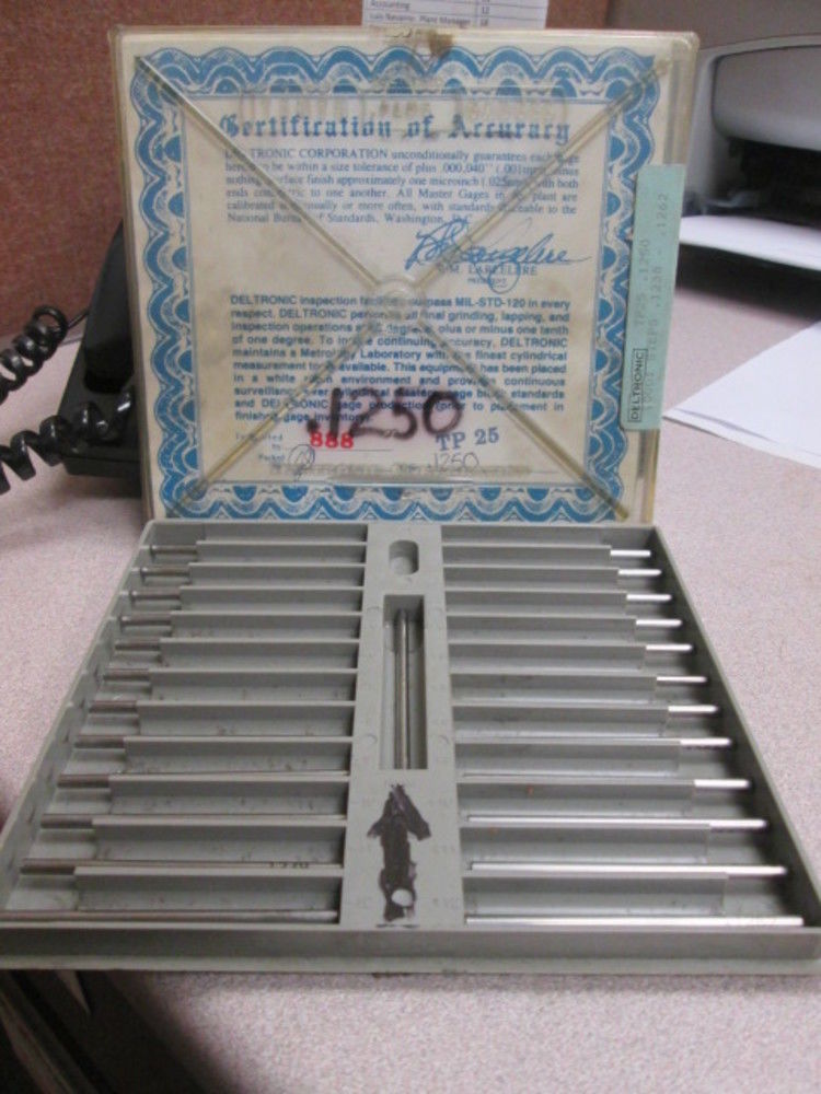 Deltronic TP25 .1250 .0001 Steps .1238.1262 Set Of 25 Plug Gauges Very