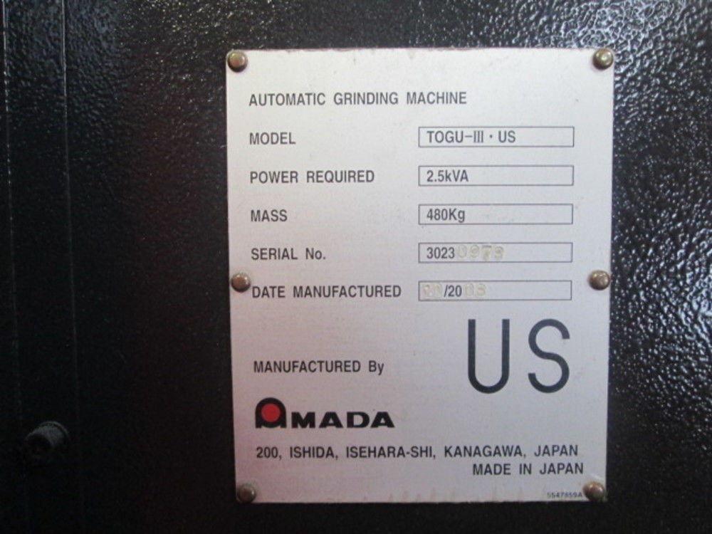 Amada ToguIII 220 Volt 3Ph Automatic Tool Grinding Machine New In 2009